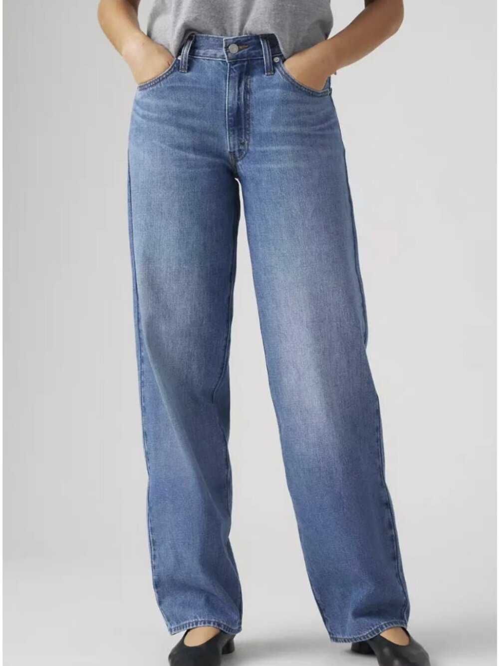 Levi's 30x30 Premium Baggy Dad Linen+Denim Lightweight Women's Jeans Heavy ChecK - Picture 2 of 8